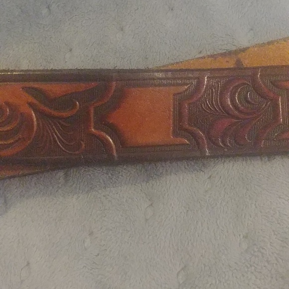 Brass and leather Dollar sign vintage belt - Picture 2 of 8